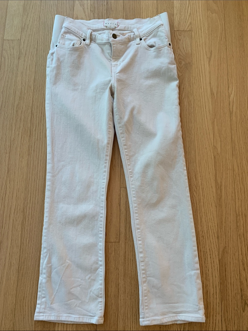 Hatch Cropped Maternity Jeans Cream Size 27